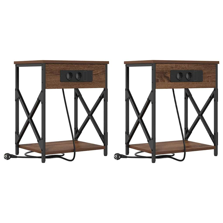 Natskab 2 pcs Brun eg 41 x 31 x 51 cm Konstrueret træ