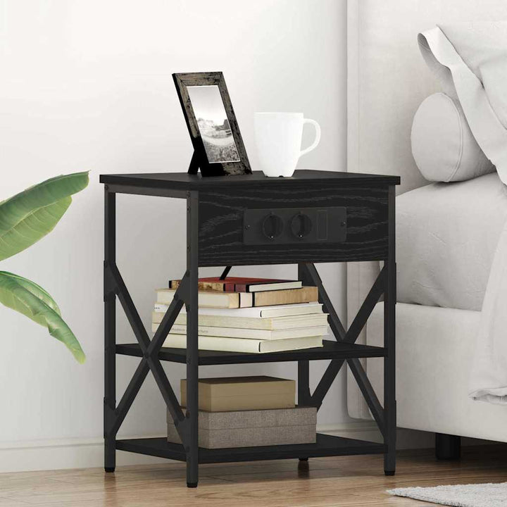 Natskab med hylde 2 pcs Sort eg 41 x 31 x 51 cm Konstrueret træ