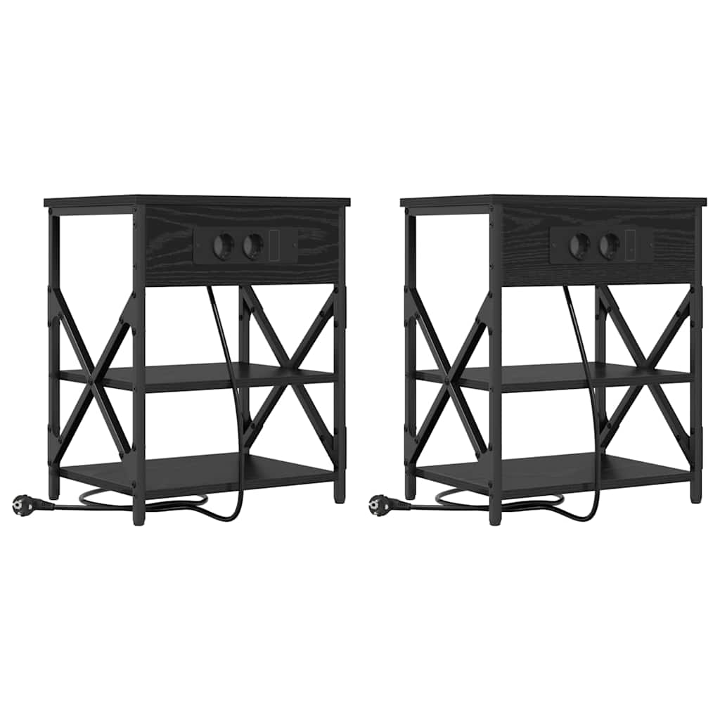 Natskab med hylde 2 pcs Sort eg 41 x 31 x 51 cm Konstrueret træ