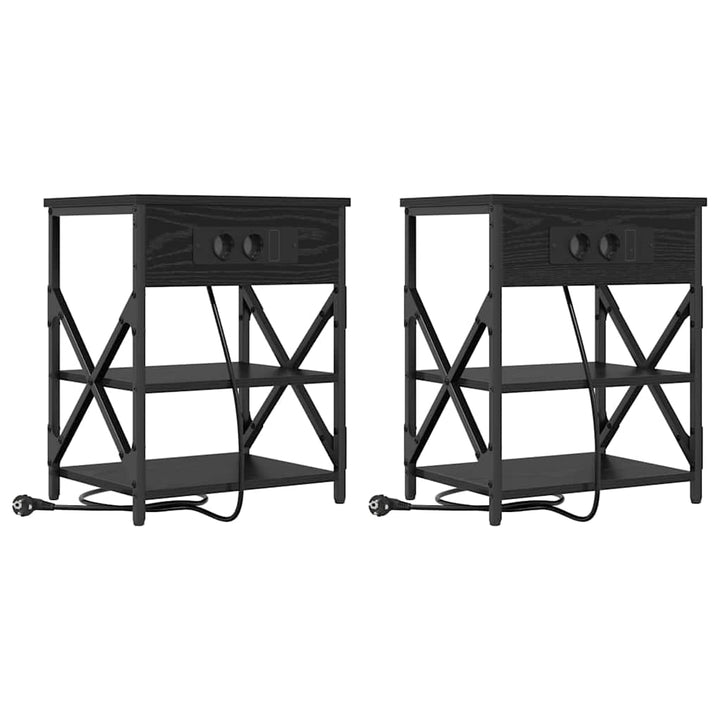 Natskab med hylde 2 pcs Sort eg 41 x 31 x 51 cm Konstrueret træ