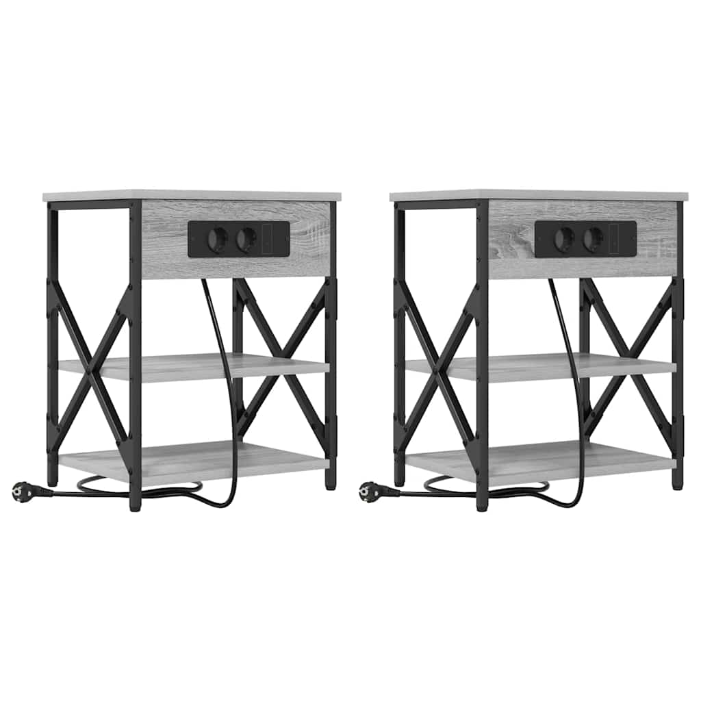 Natskab 2 pcs Grå Sonoma 41 x 31 x 51 cm Konstrueret træ