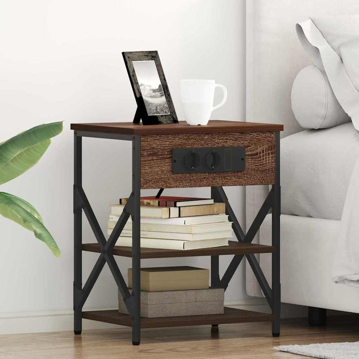 Natskab med hylde 2 pcs Brun eg 41 x 31 x 51 cm Konstrueret træ