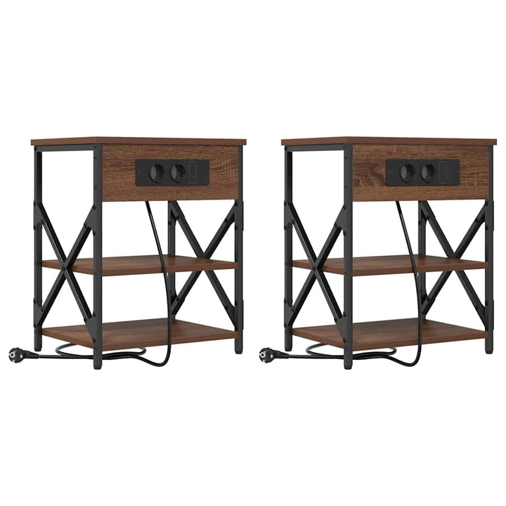 Natskab med hylde 2 pcs Brun eg 41 x 31 x 51 cm Konstrueret træ