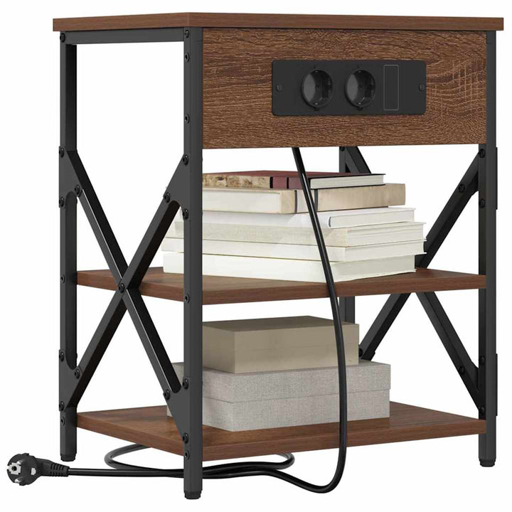 Natskab med hylde 2 pcs Brun eg 41 x 31 x 51 cm Konstrueret træ