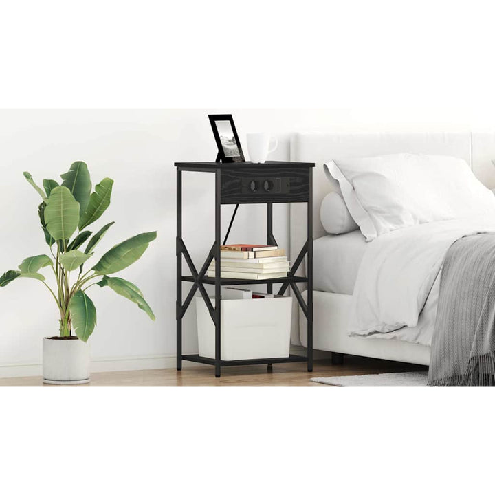 Natskab med hylde 2 pcs Sort eg 41 x 31 x 76 cm Konstrueret træ