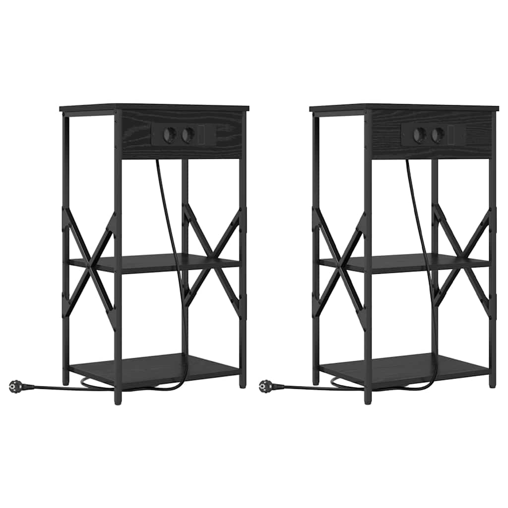 Natskab med hylde 2 pcs Sort eg 41 x 31 x 76 cm Konstrueret træ