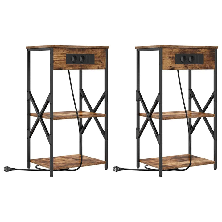 Natskab 2 pcs Røget eg 41 x 31 x 76 cm Konstrueret træ