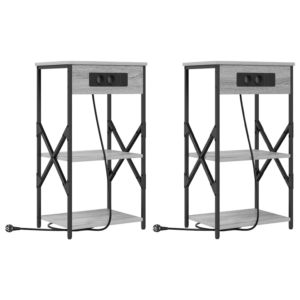 Natskab 2 pcs Grå Sonoma 41 x 31 x 76 cm Konstrueret træ