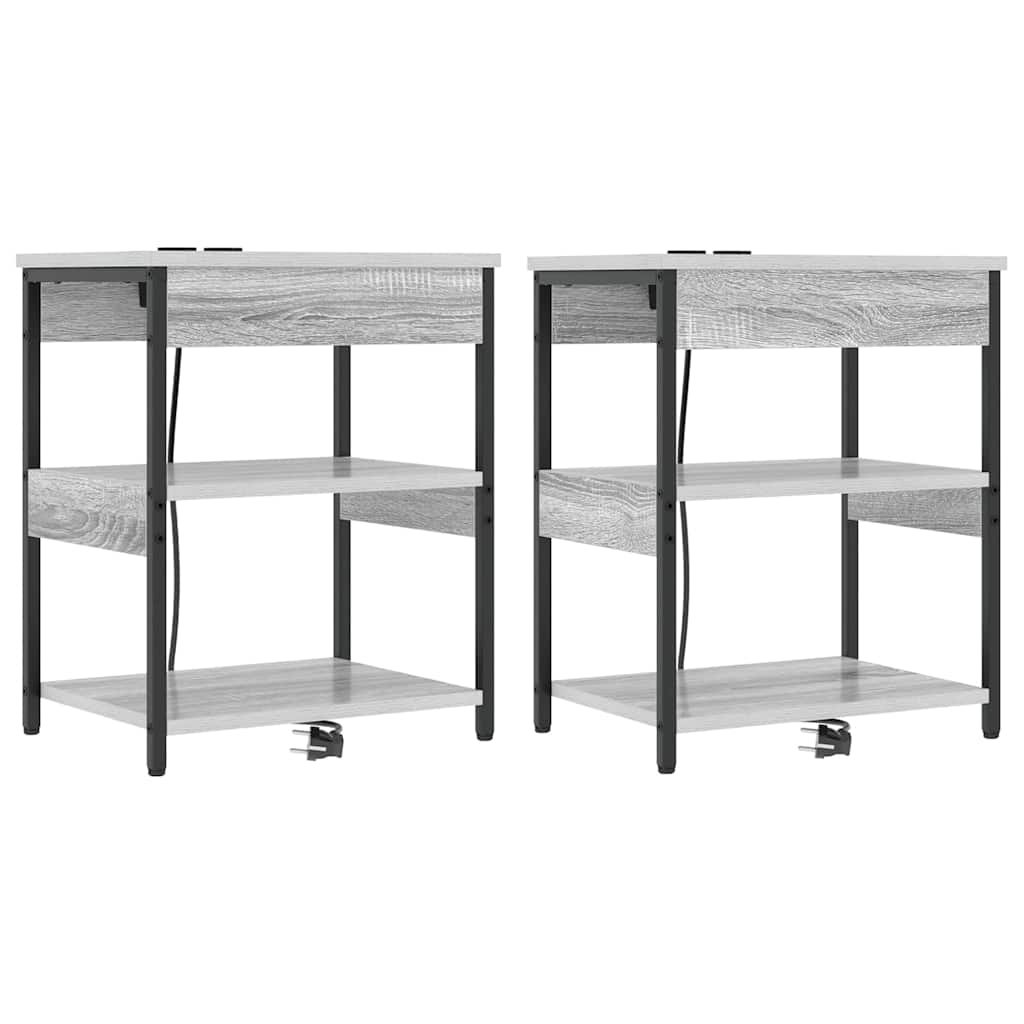 Natskab 2 pcs Grå Sonoma 41 x 31 x 51 cm Konstrueret træ