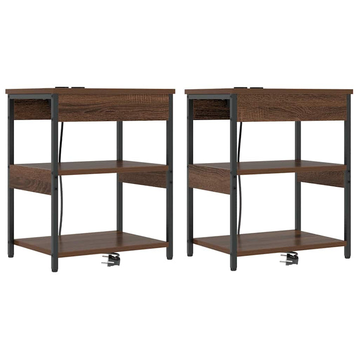 Natskab 2 pcs Brun eg 41 x 31 x 51 cm Konstrueret træ