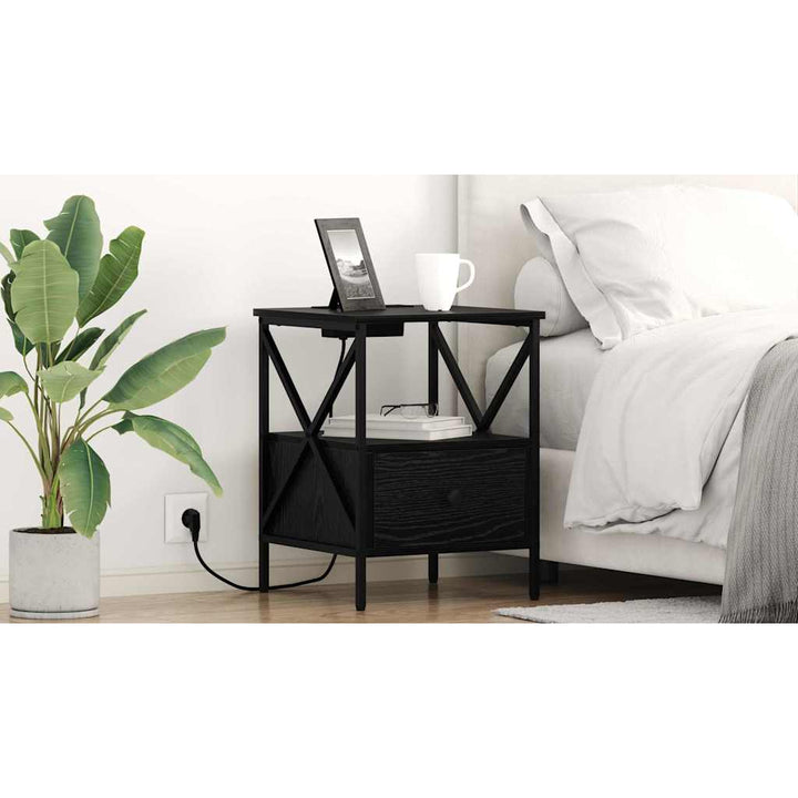 Natskab med skuffe Sort eg 41,5 x 40,5 x 55 cm Konstrueret træ