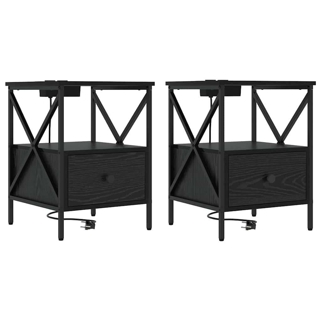 Natskab 2 pcs Sort eg 41,5 x 40,5 x 55 cm Konstrueret træ