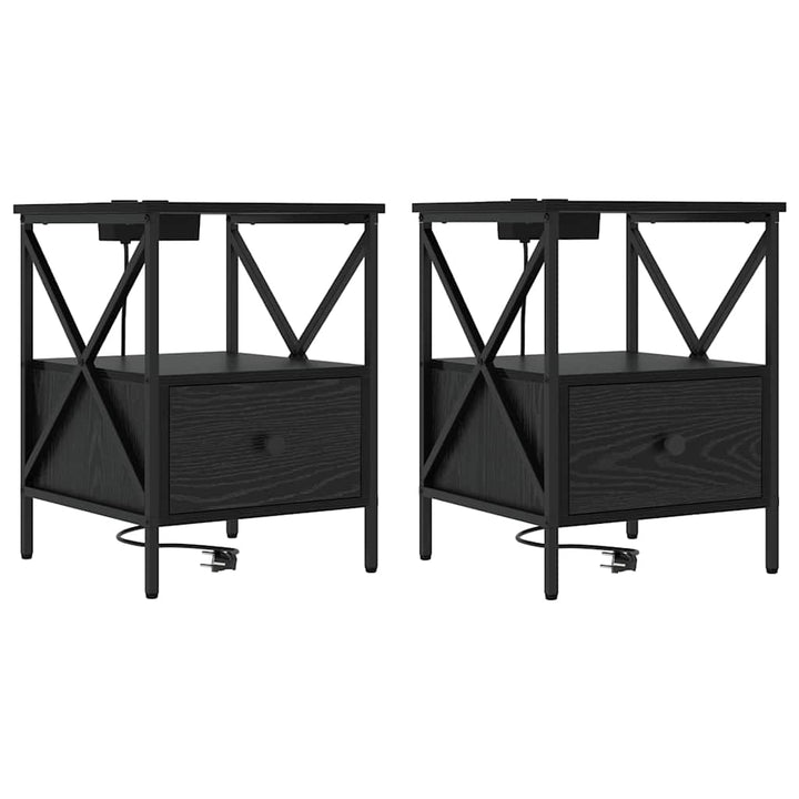 Natskab 2 pcs Sort eg 41,5 x 40,5 x 55 cm Konstrueret træ