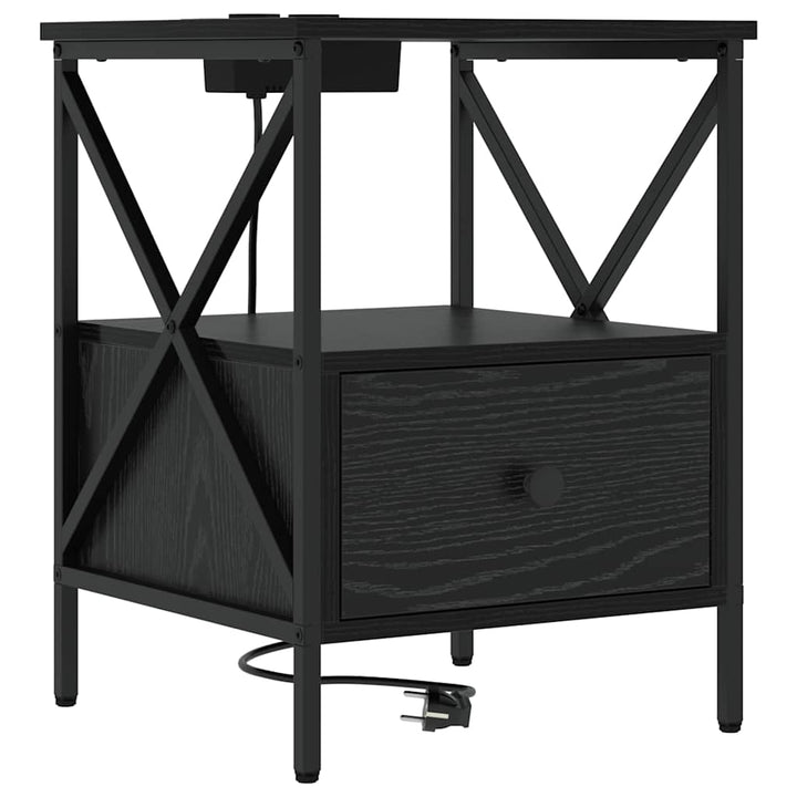 Natskab 2 pcs Sort eg 41,5 x 40,5 x 55 cm Konstrueret træ