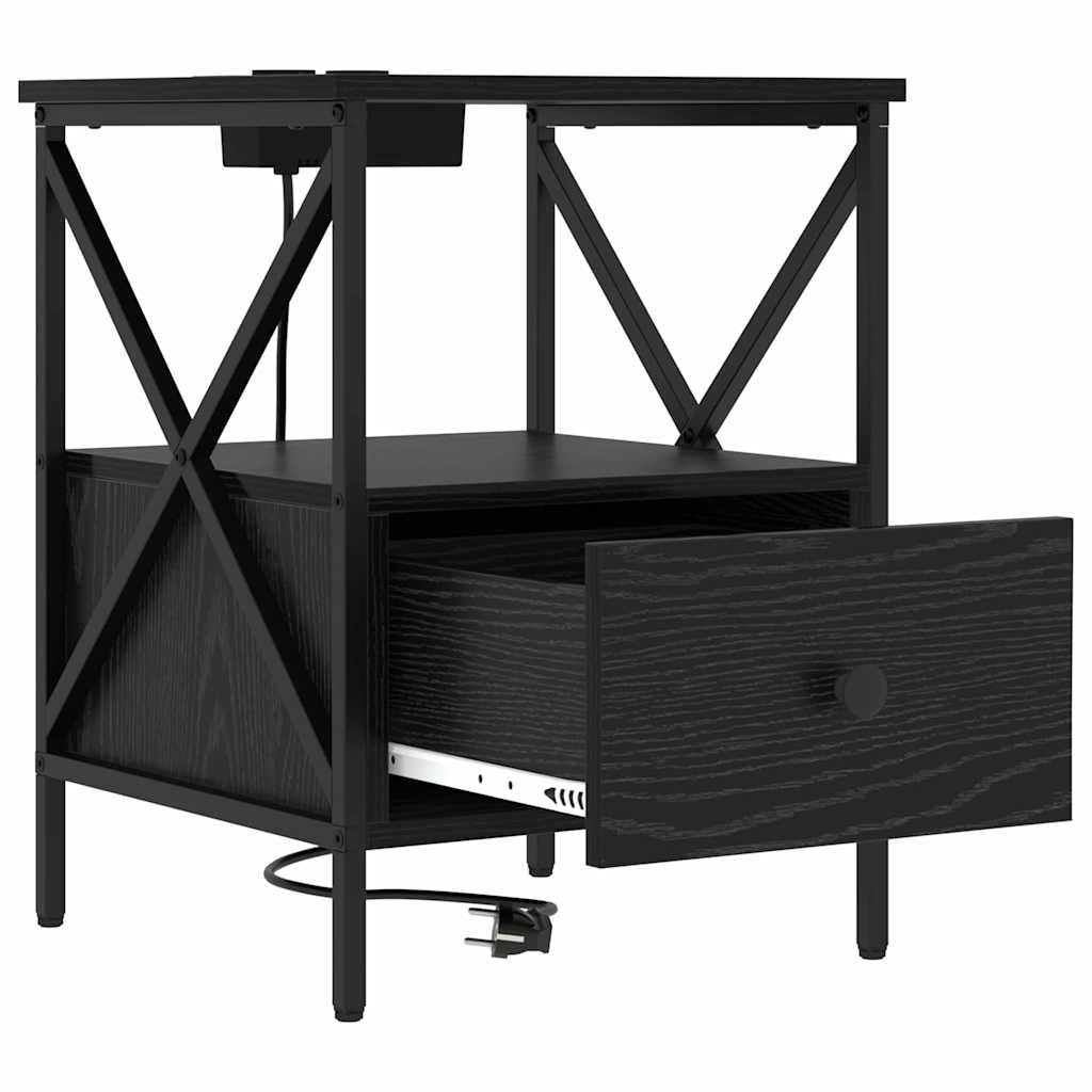 Natskab 2 pcs Sort eg 41,5 x 40,5 x 55 cm Konstrueret træ