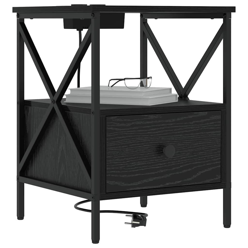 Natskab 2 pcs Sort eg 41,5 x 40,5 x 55 cm Konstrueret træ