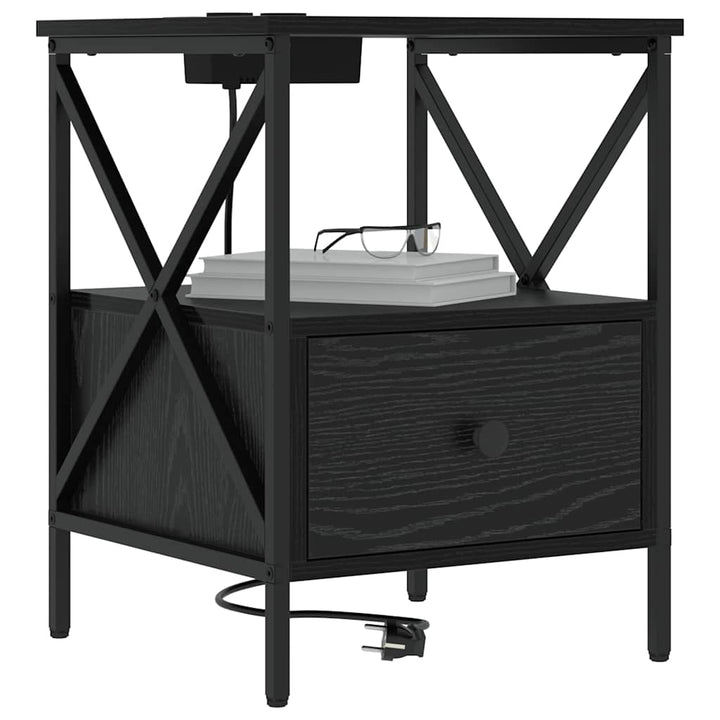 Natskab 2 pcs Sort eg 41,5 x 40,5 x 55 cm Konstrueret træ