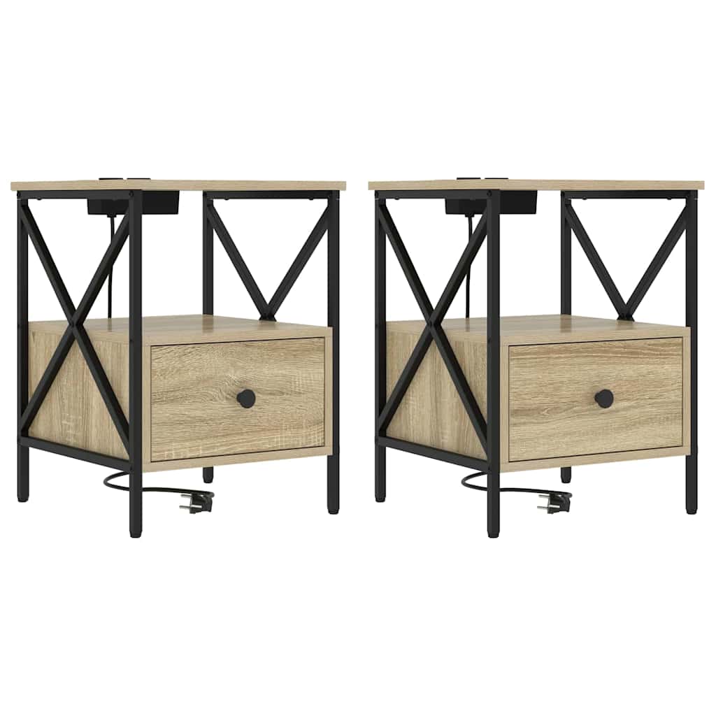 Natskab 2 pcs Sonoma eg 41,5 x 40,5 x 55 cm Konstrueret træ
