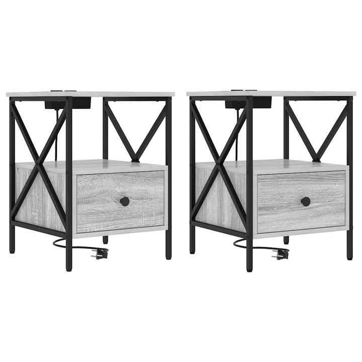 Natskab 2 pcs Grå Sonoma 41,5 x 40,5 x 55 cm Konstrueret træ