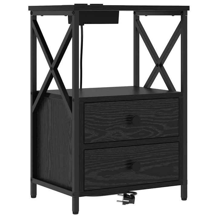 Natskab 2 pcs Sort eg 40 x 31 x 60 cm Konstrueret træ