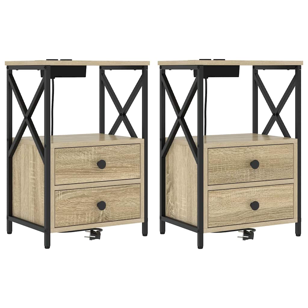 Natskab 2 pcs Sonoma eg 40 x 31 x 60 cm Konstrueret træ
