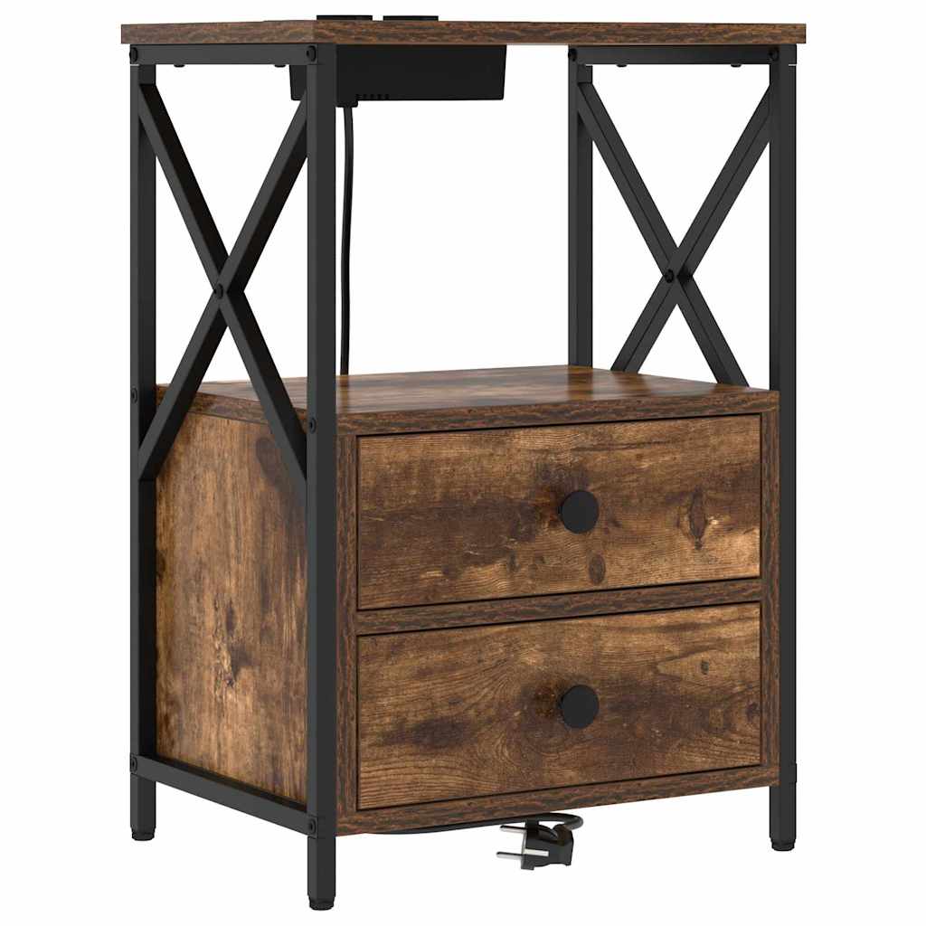 Natskab 2 pcs Røget eg 40 x 31 x 60 cm Konstrueret træ