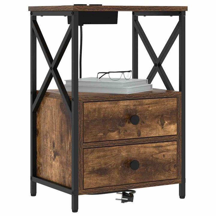 Natskab 2 pcs Røget eg 40 x 31 x 60 cm Konstrueret træ