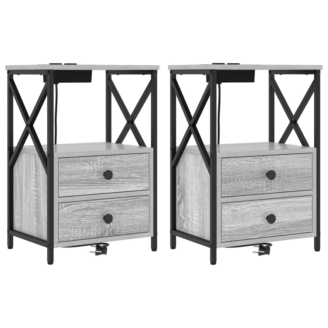 Natskab 2 pcs Grå Sonoma 40 x 31 x 60 cm Konstrueret træ