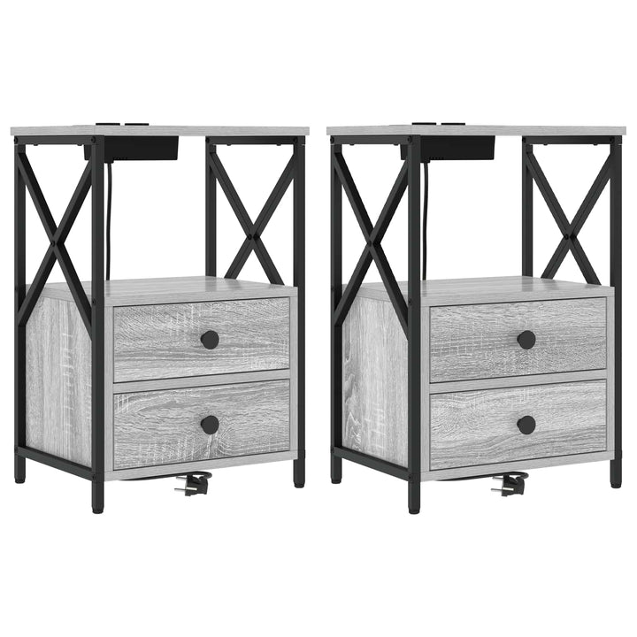 Natskab 2 pcs Grå Sonoma 40 x 31 x 60 cm Konstrueret træ