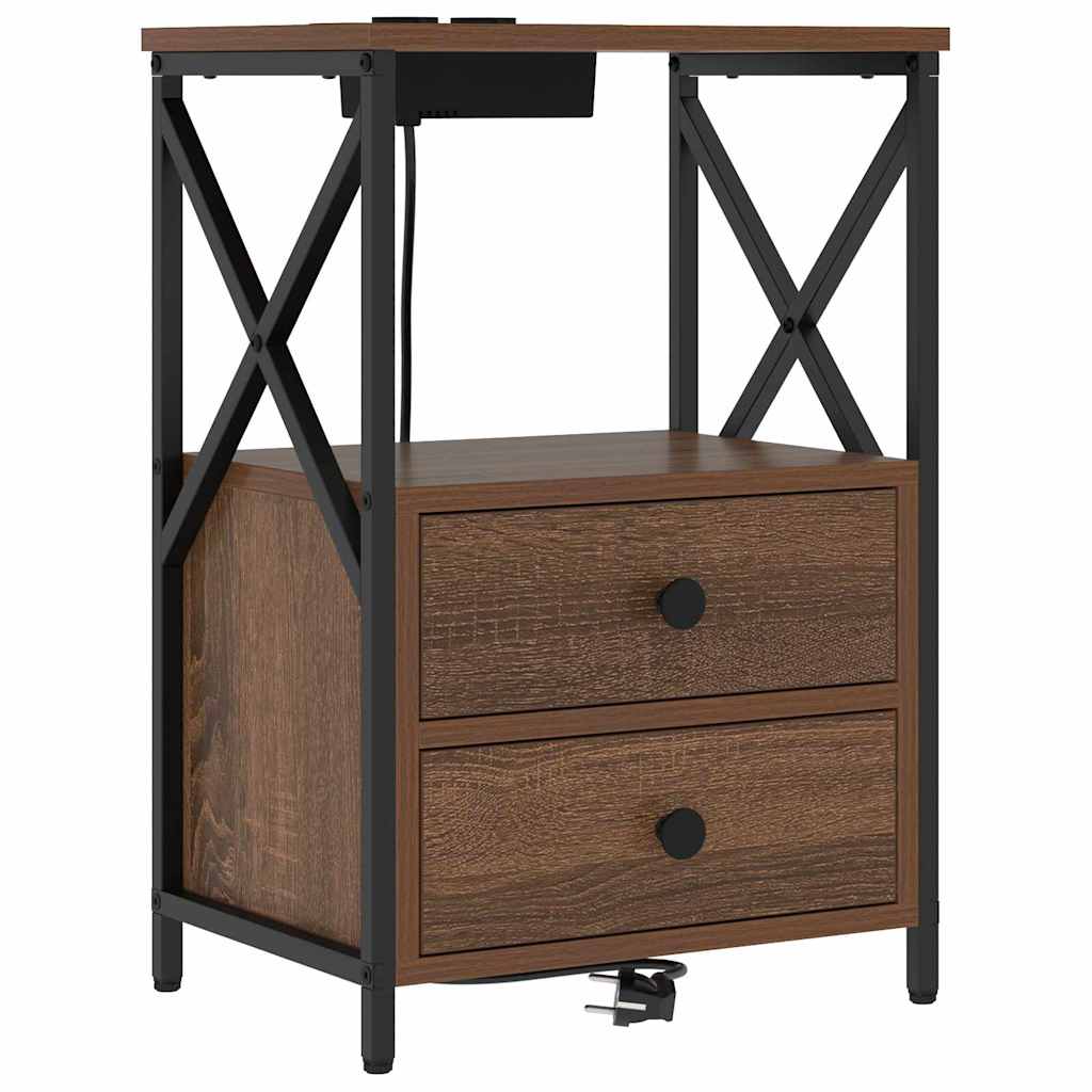 Natskab 2 pcs Brun eg 40 x 31 x 60 cm Konstrueret træ