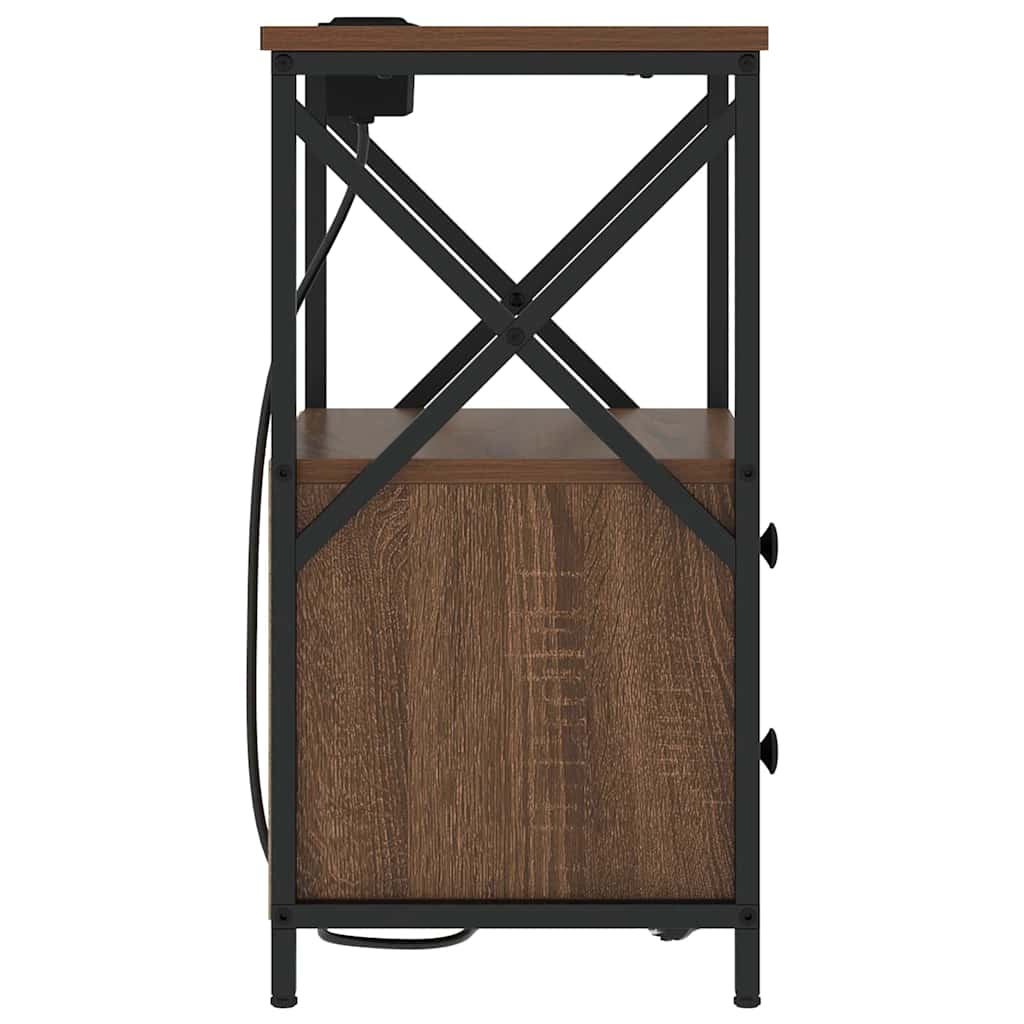 Natskab 2 pcs Brun eg 40 x 31 x 60 cm Konstrueret træ