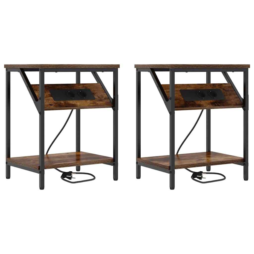 Natskab 2 pcs Røget eg 38 x 30 x 48 cm Konstrueret træ