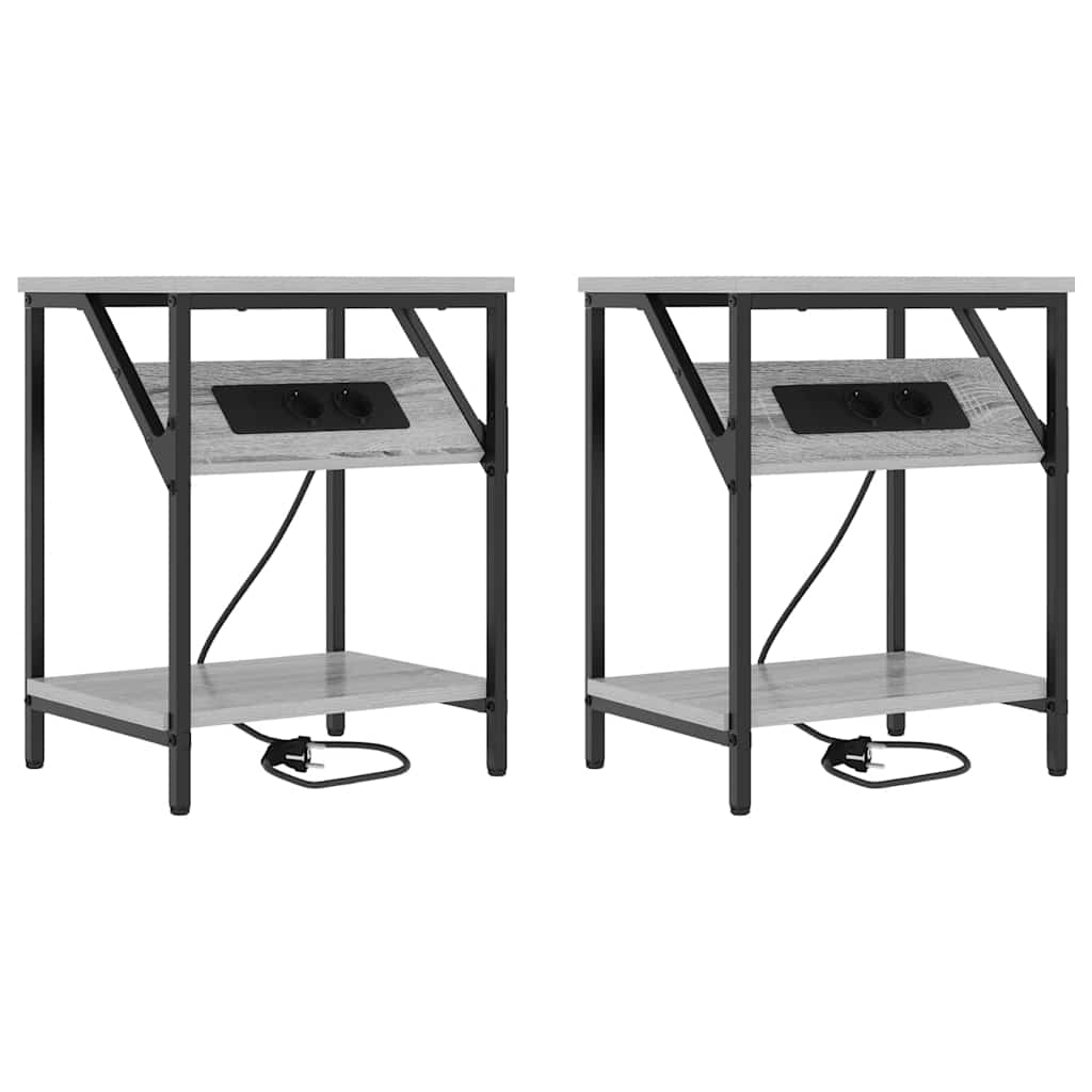 Natskab 2 pcs Grå Sonoma 38 x 30 x 48 cm Konstrueret træ