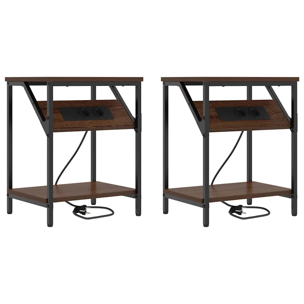 Natskab 2 pcs Brun eg 38 x 30 x 48 cm Konstrueret træ