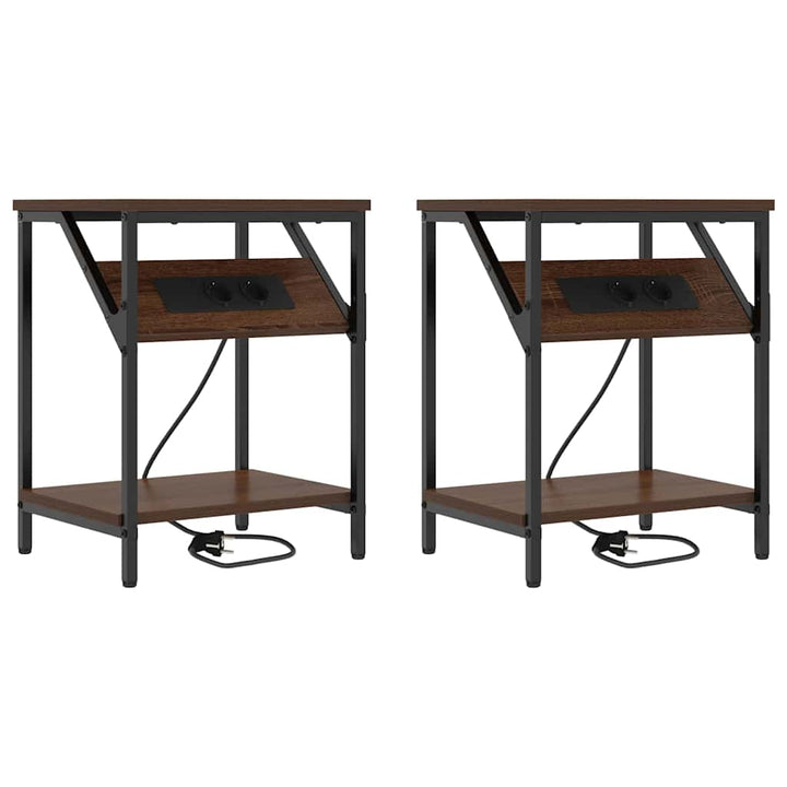 Natskab 2 pcs Brun eg 38 x 30 x 48 cm Konstrueret træ
