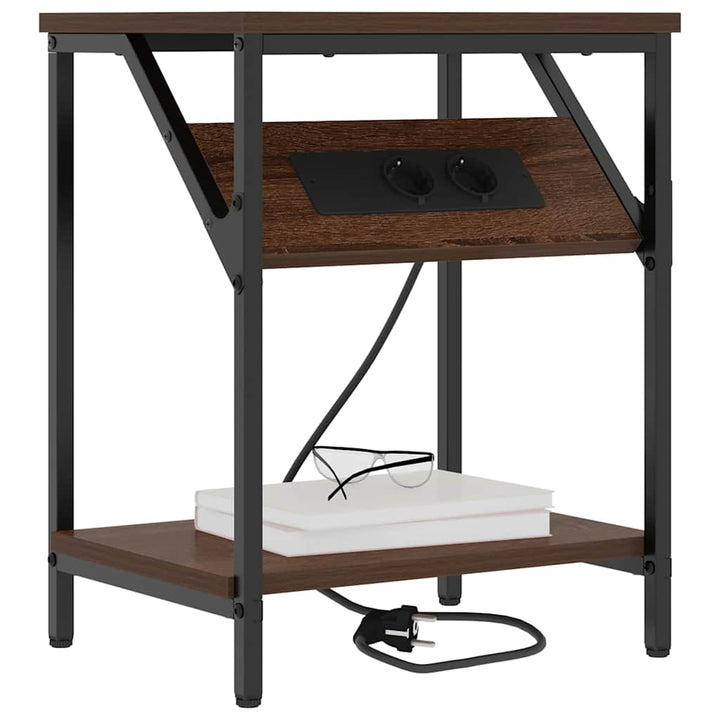 Natskab 2 pcs Brun eg 38 x 30 x 48 cm Konstrueret træ