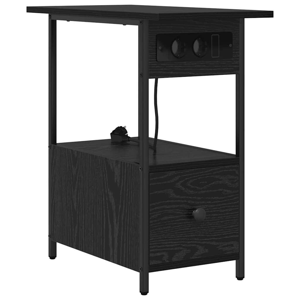 Natskab med skuffe Sort eg 60 x 30 x 61 cm Konstrueret træ