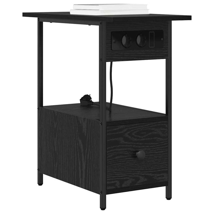 Natskab med skuffe Sort eg 60 x 30 x 61 cm Konstrueret træ