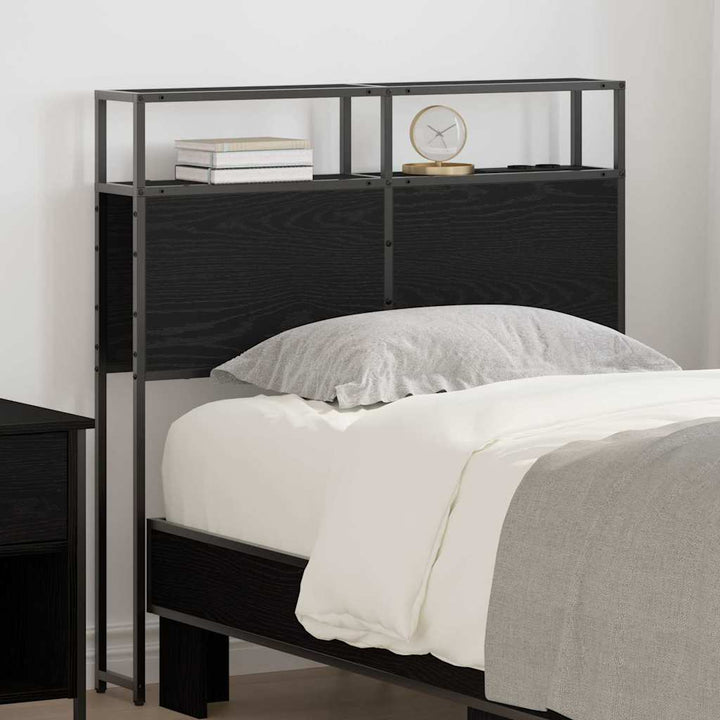 Opbevaringshovedgavl med opbevaring Sort eg Konstrueret træ