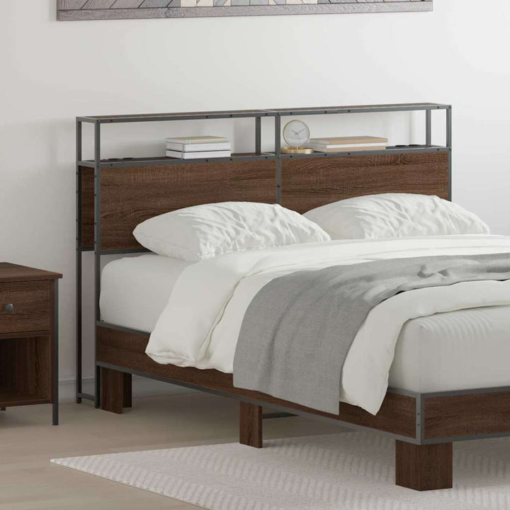 Opbevaringshovedgavl med opbevaring Brun eg Konstrueret træ