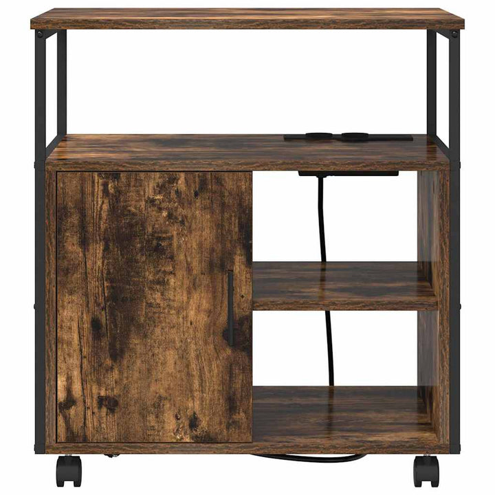 Skab med Opladningsstation med hjul Røget eg 61 x 46 x 67 cm