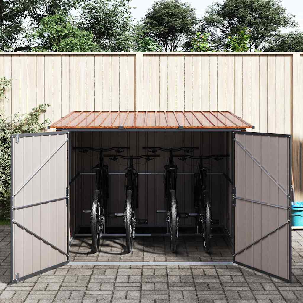 Cykelskur 3 pcs Brun 216 x 207 x 158 cm Metal
