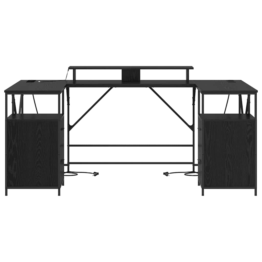 Bord med skuffe Sort eg 182 x 101 x 87,5 cm Konstrueret træ