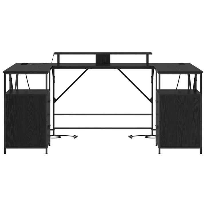 Bord med skuffe Sort eg 182 x 101 x 87,5 cm Konstrueret træ