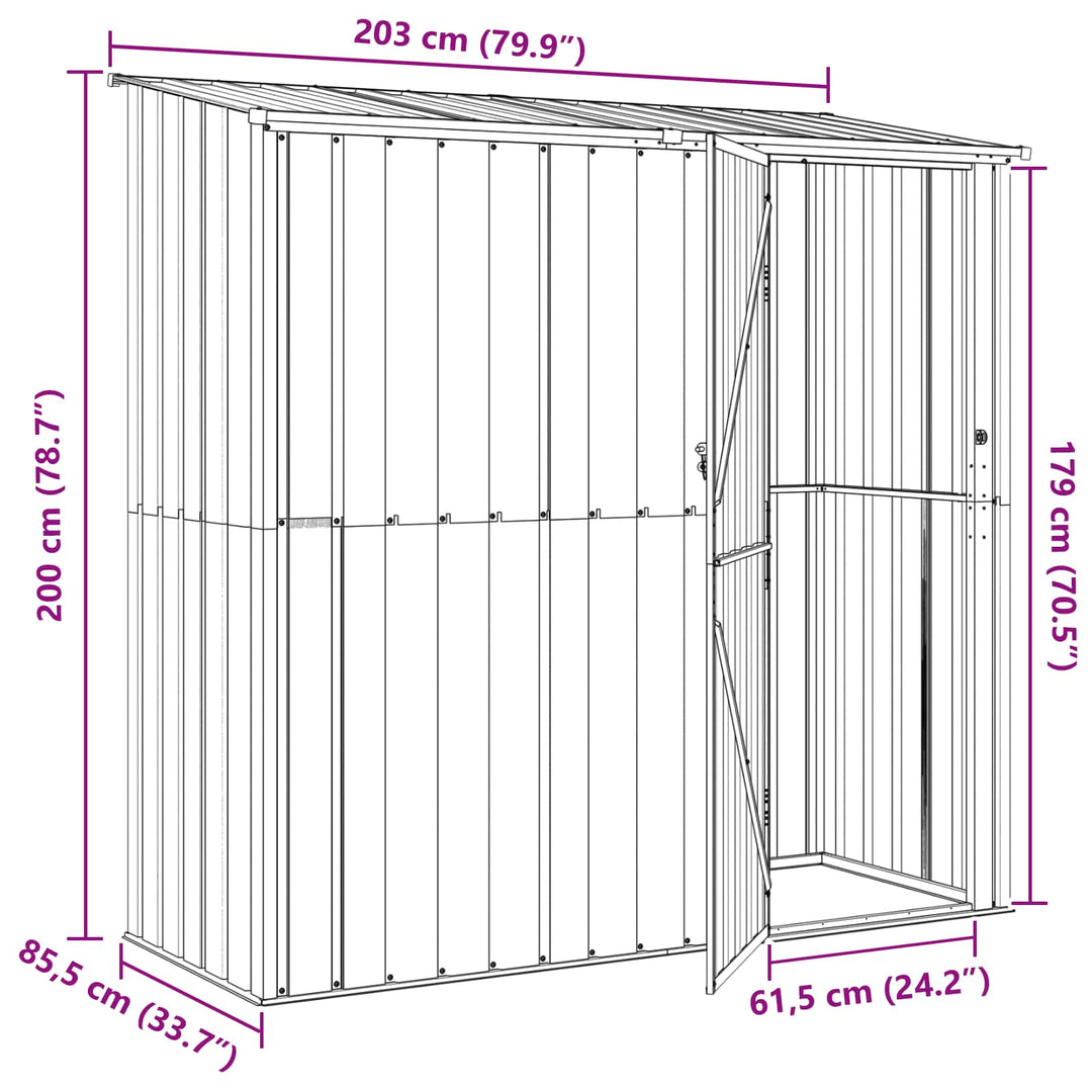 Haveskure Antracit 203 x 85,5 x 200 cm Metal