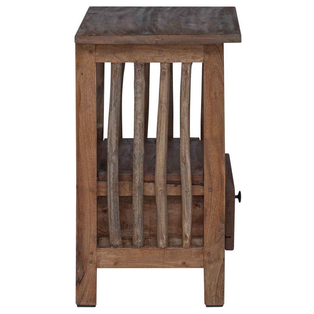 Sengebord med skuffe Brun 30 x 30 x 47 cm Solid genbrugs træ