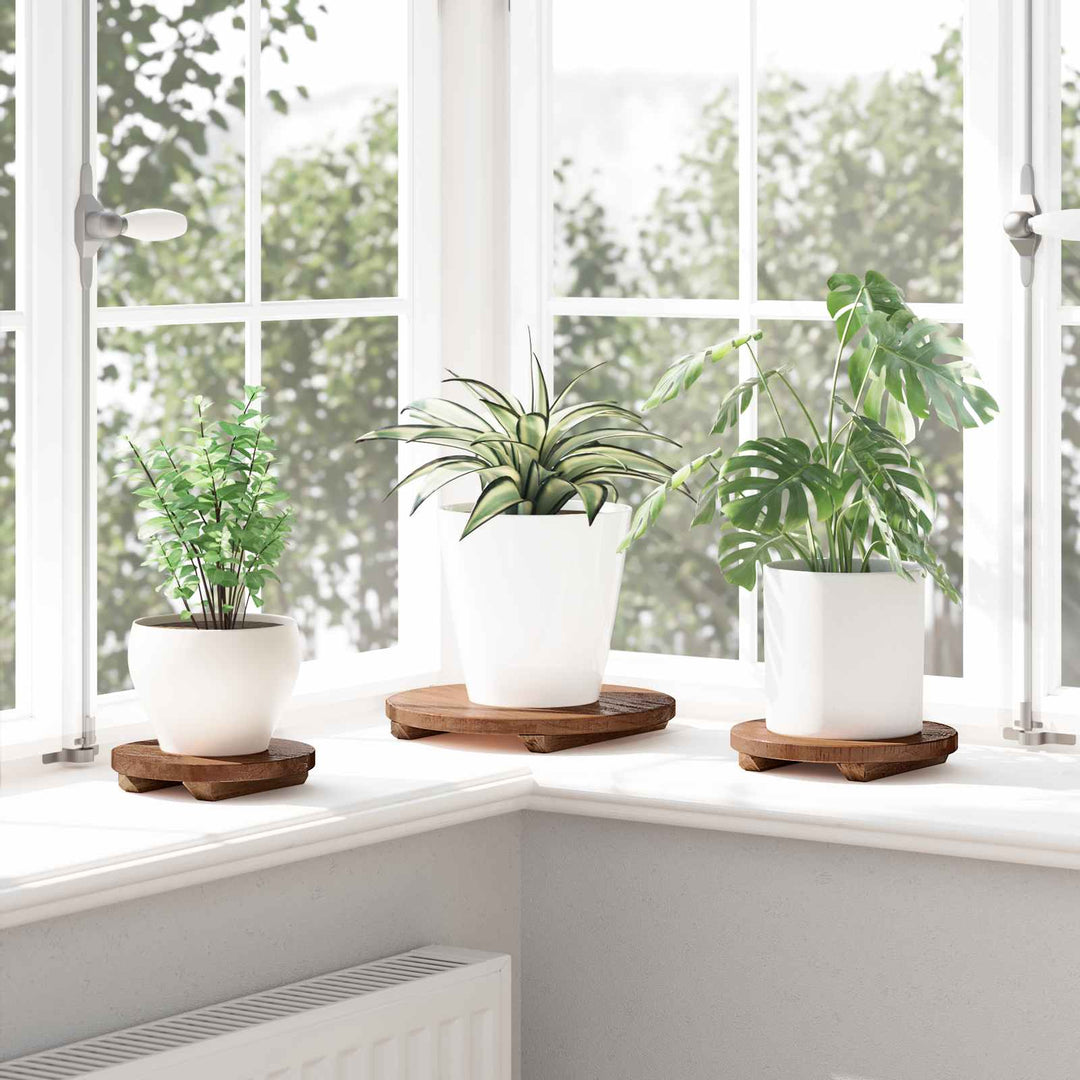 Plante Stool 3 stk. Naturfarvet 29 x 29 x 3,5 cm Mahogni Træ