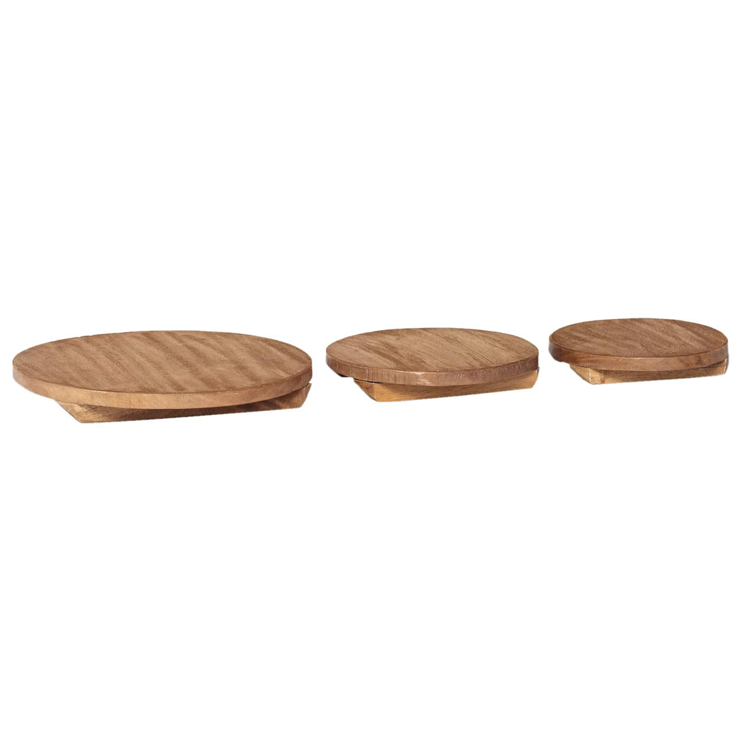 Plante Stool 3 stk. Naturfarvet 29 x 29 x 3,5 cm Mahogni Træ