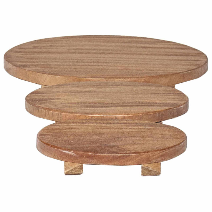 Plante Stool 3 stk. Naturfarvet 29 x 29 x 3,5 cm Mahogni Træ