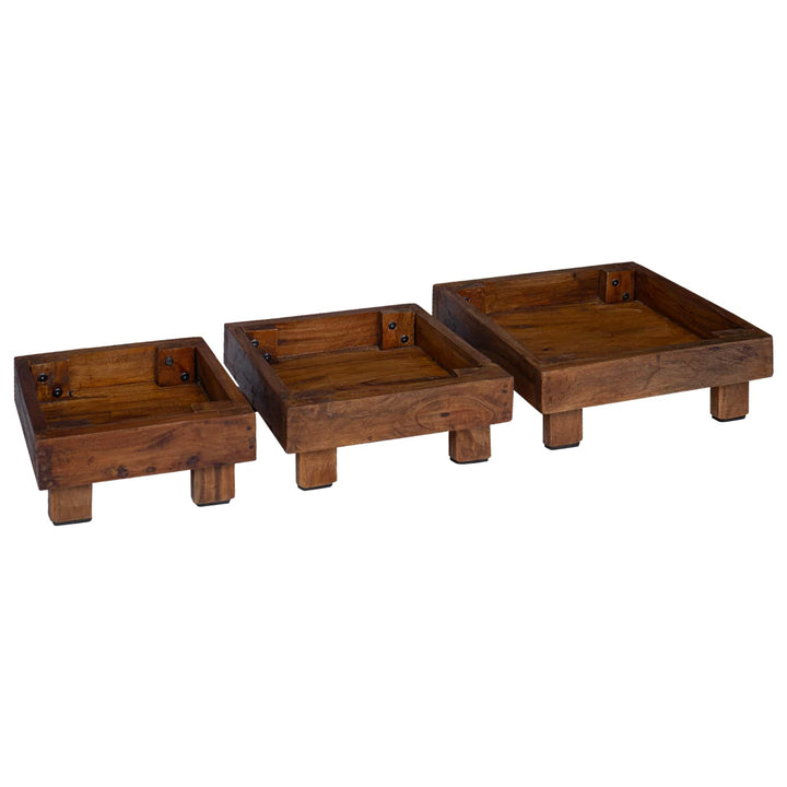 Planteholder 3 stk. Brun 35 x 35 x 12 cm Mahogni Træ